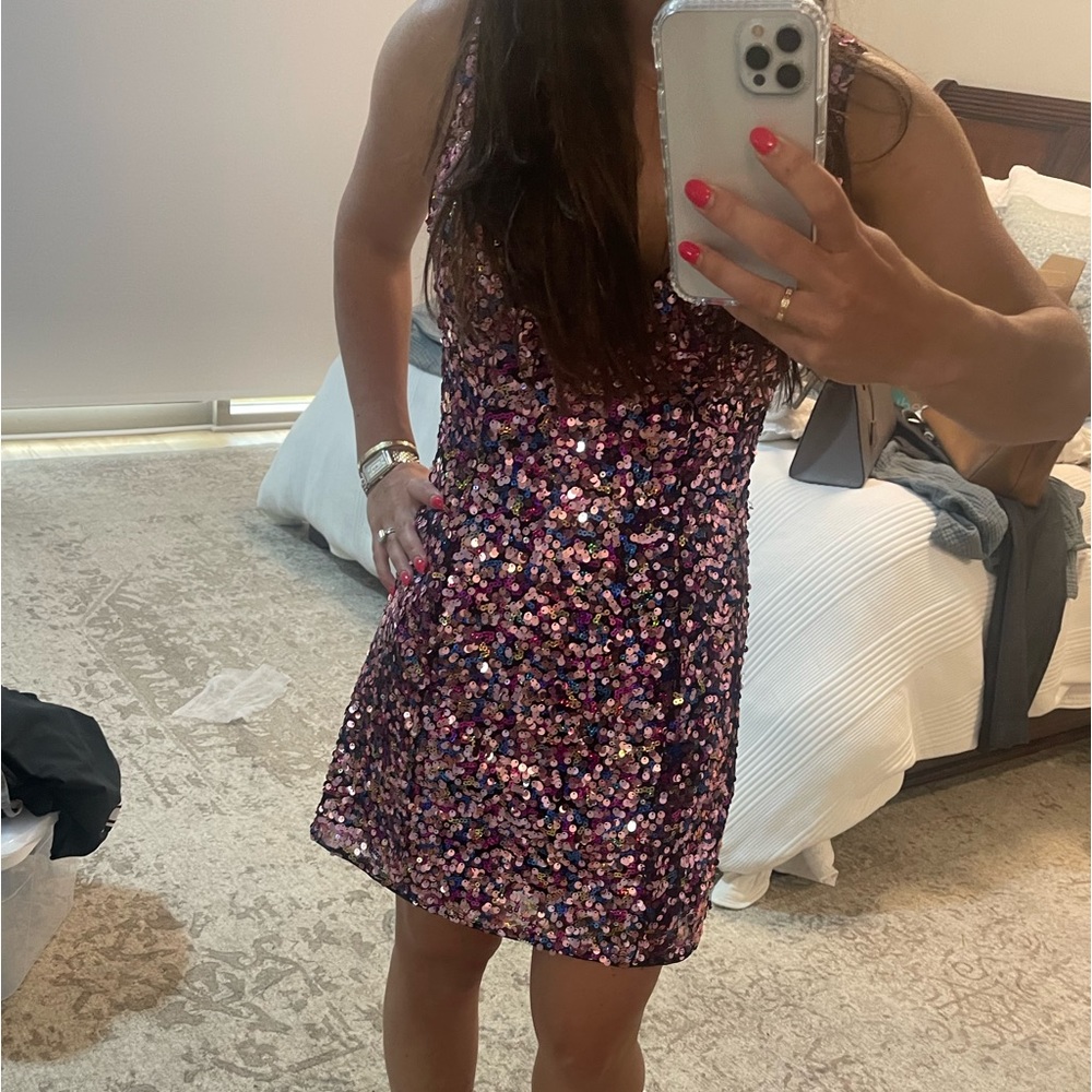 Majorelle pink sequin dress